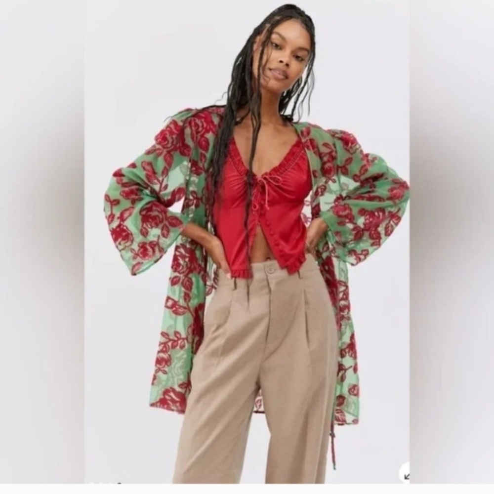 Urban Outfitters Fiona Burnout Kimono - One Size - Picture 2 of 9